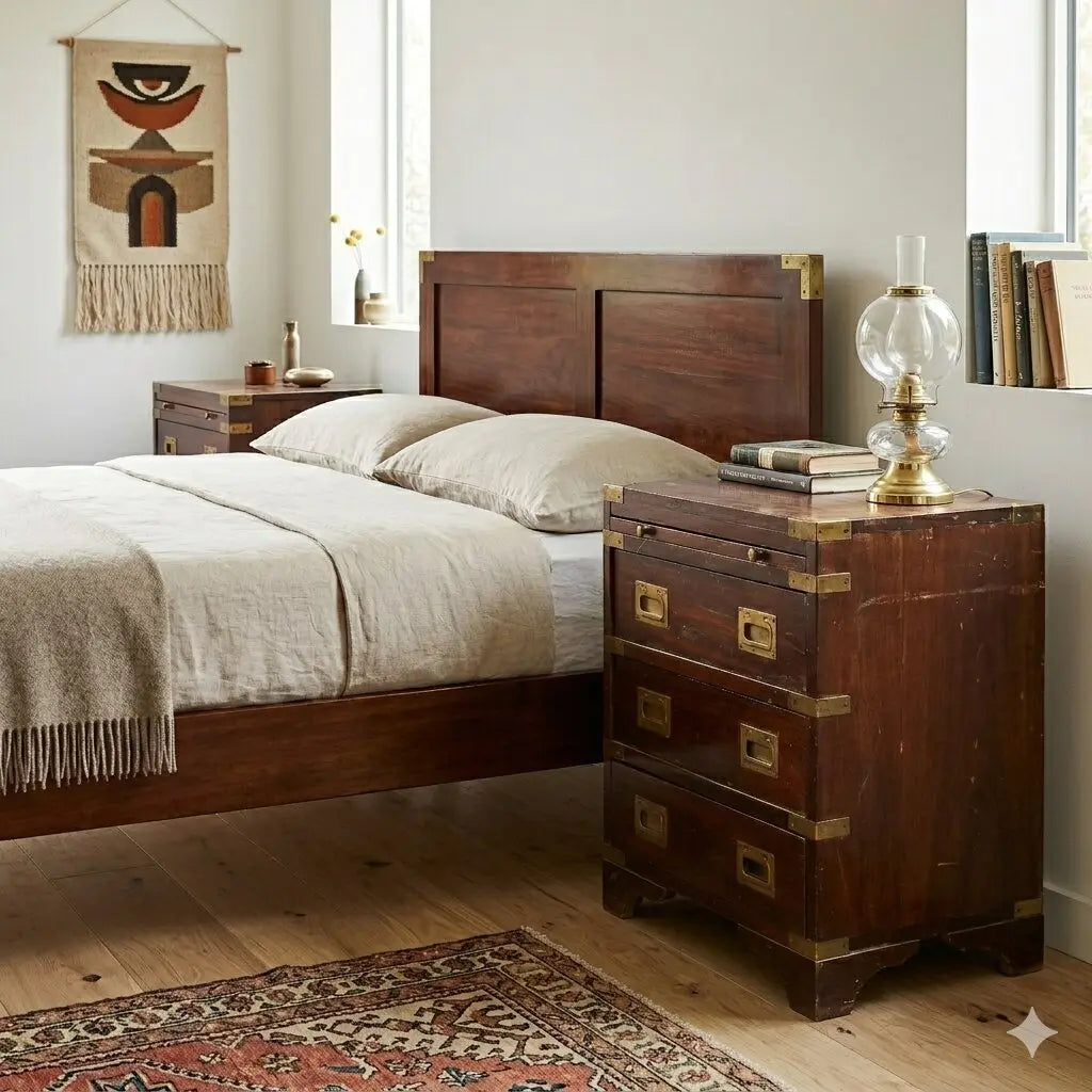 Antique Bedside Tables Mahogany Brass United Kingdom XX Century