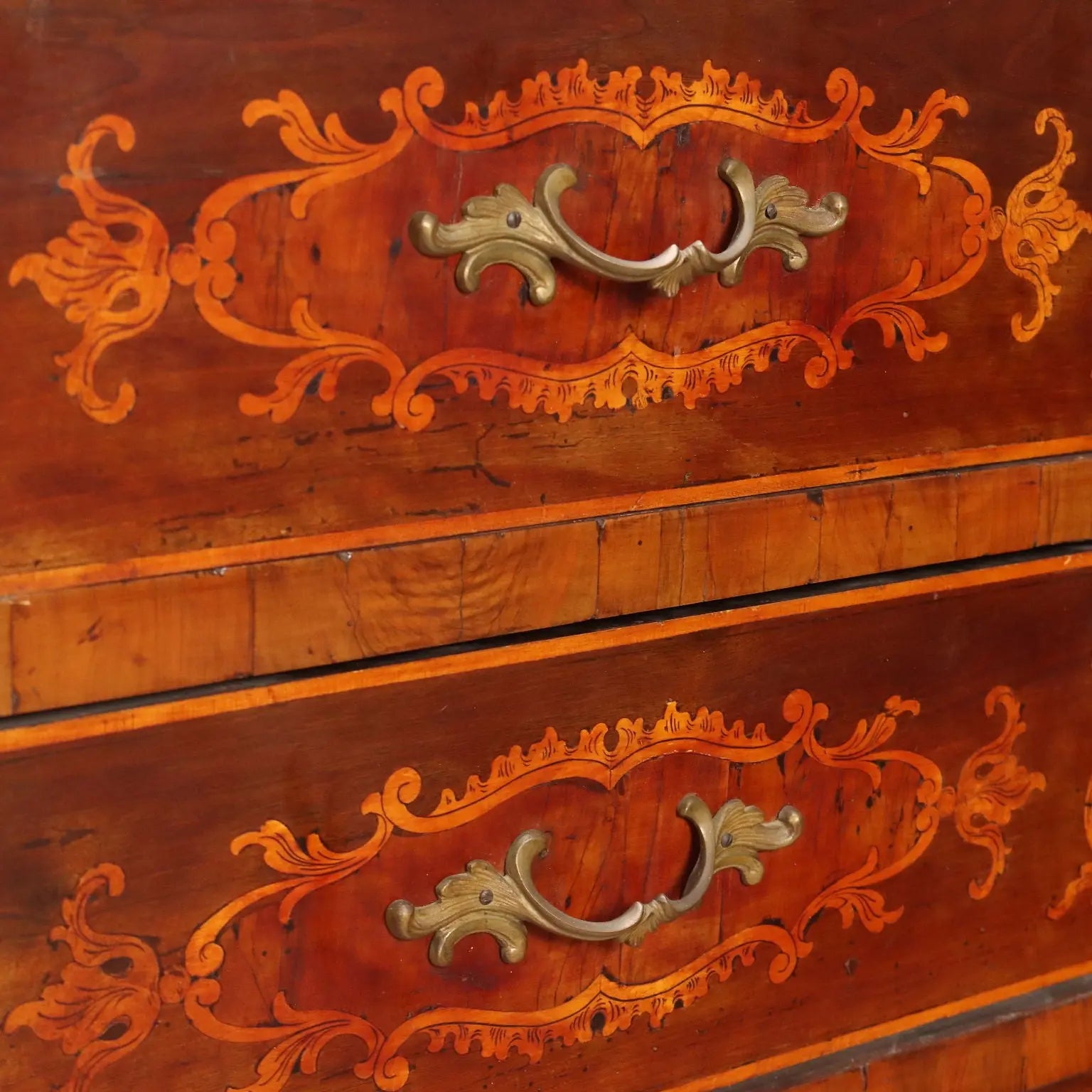 Antique Trumeau Walnut Maple Inlays Drawers XX Century