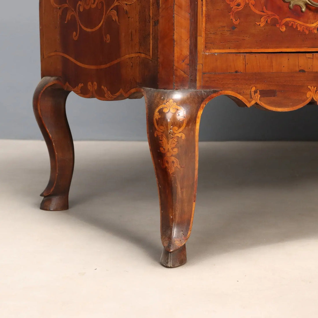 Antique Trumeau Walnut Maple Inlays Drawers XX Century