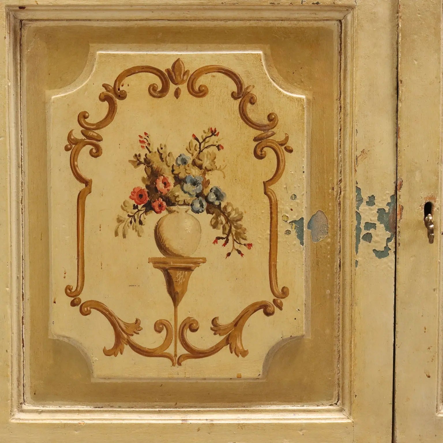 Antique Cupboard Baroque Lacquered Wood XVIII Century