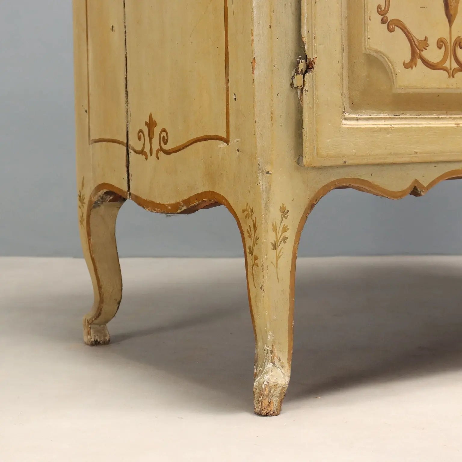 Antique Cupboard Baroque Lacquered Wood XVIII Century