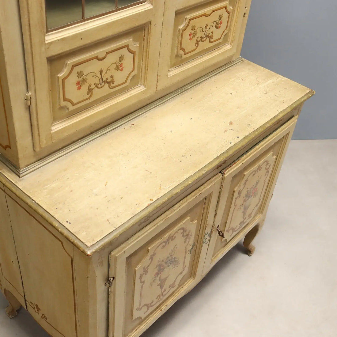 Antique Cupboard Baroque Lacquered Wood XVIII Century