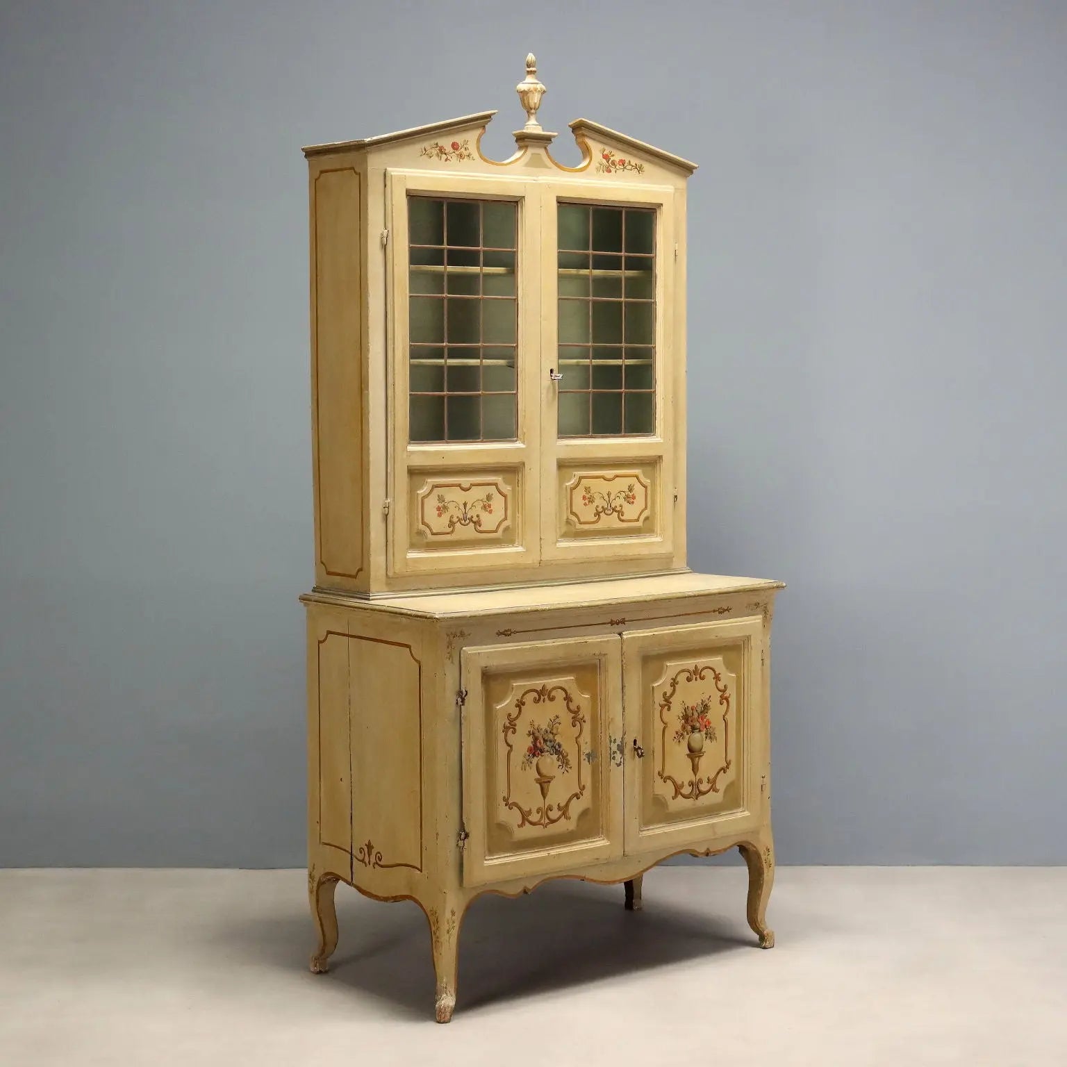Antique Cupboard Baroque Lacquered Wood XVIII Century