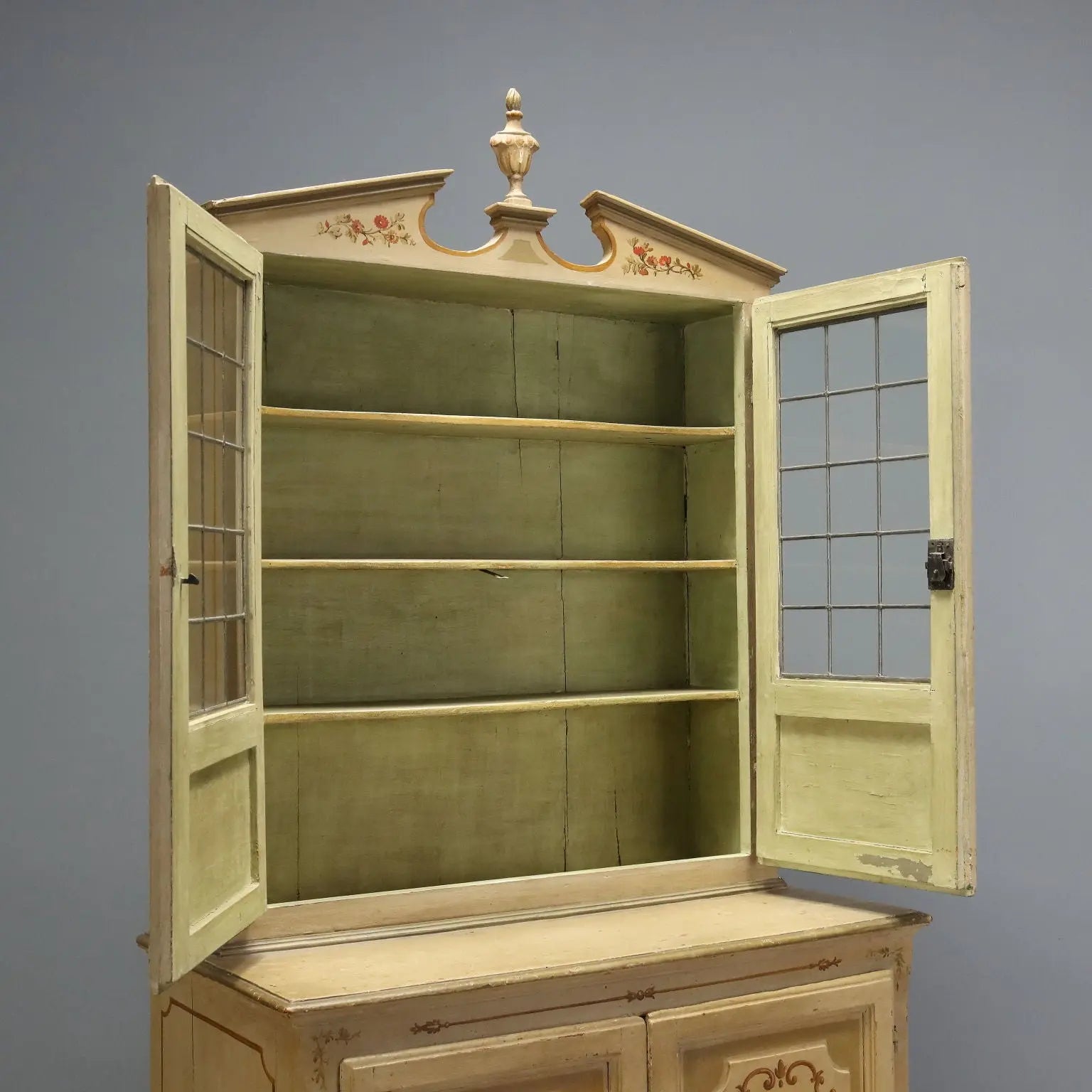 Antique Cupboard Baroque Lacquered Wood XVIII Century
