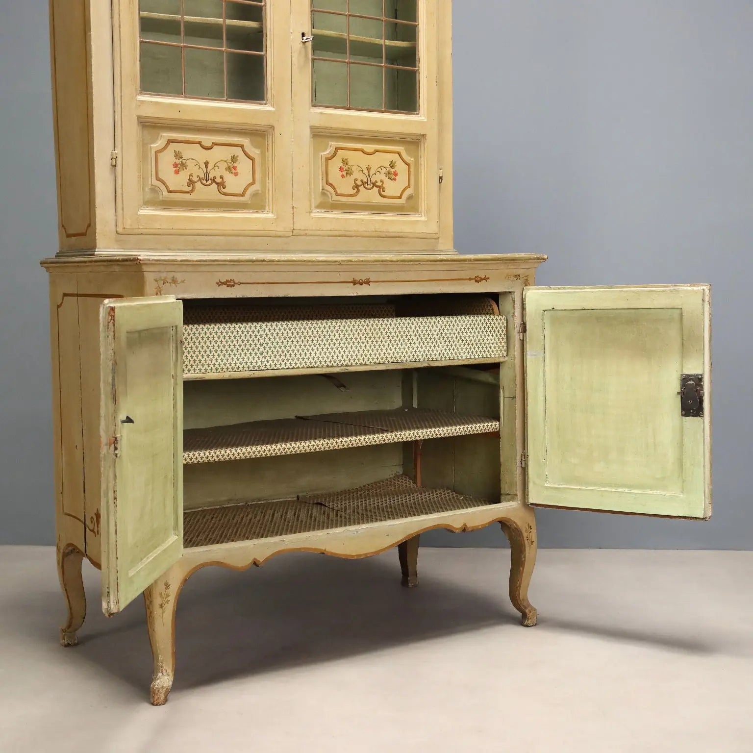 Antique Cupboard Baroque Lacquered Wood XVIII Century