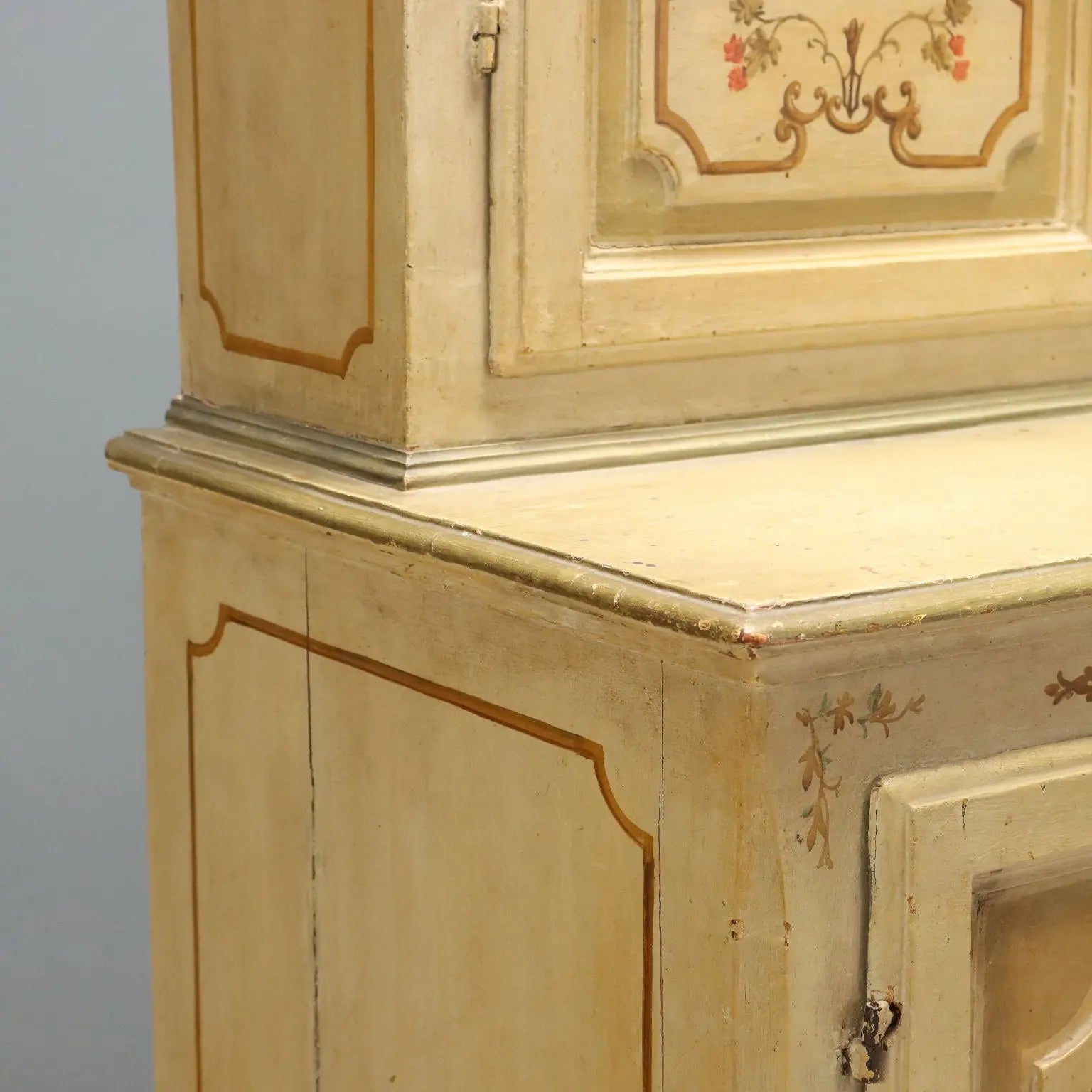 Antique Cupboard Baroque Lacquered Wood XVIII Century