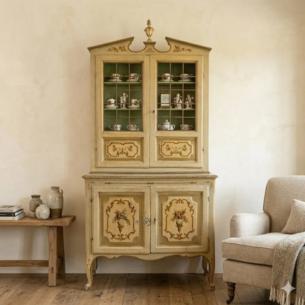 Antique Cupboard Baroque Lacquered Wood XVIII Century