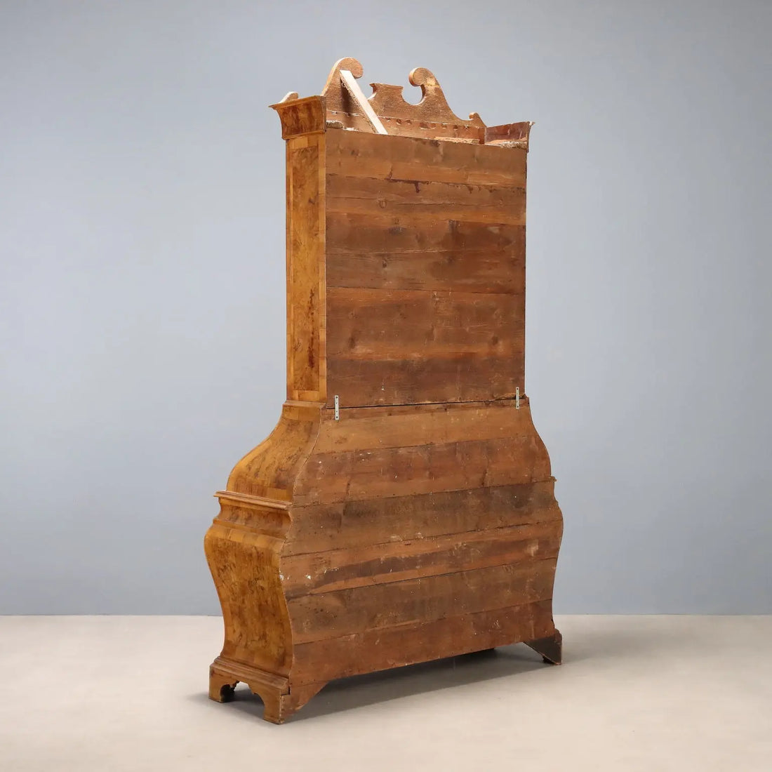 Antique Trumeau Walnut Walnut Burl Drawers Italy XX Century