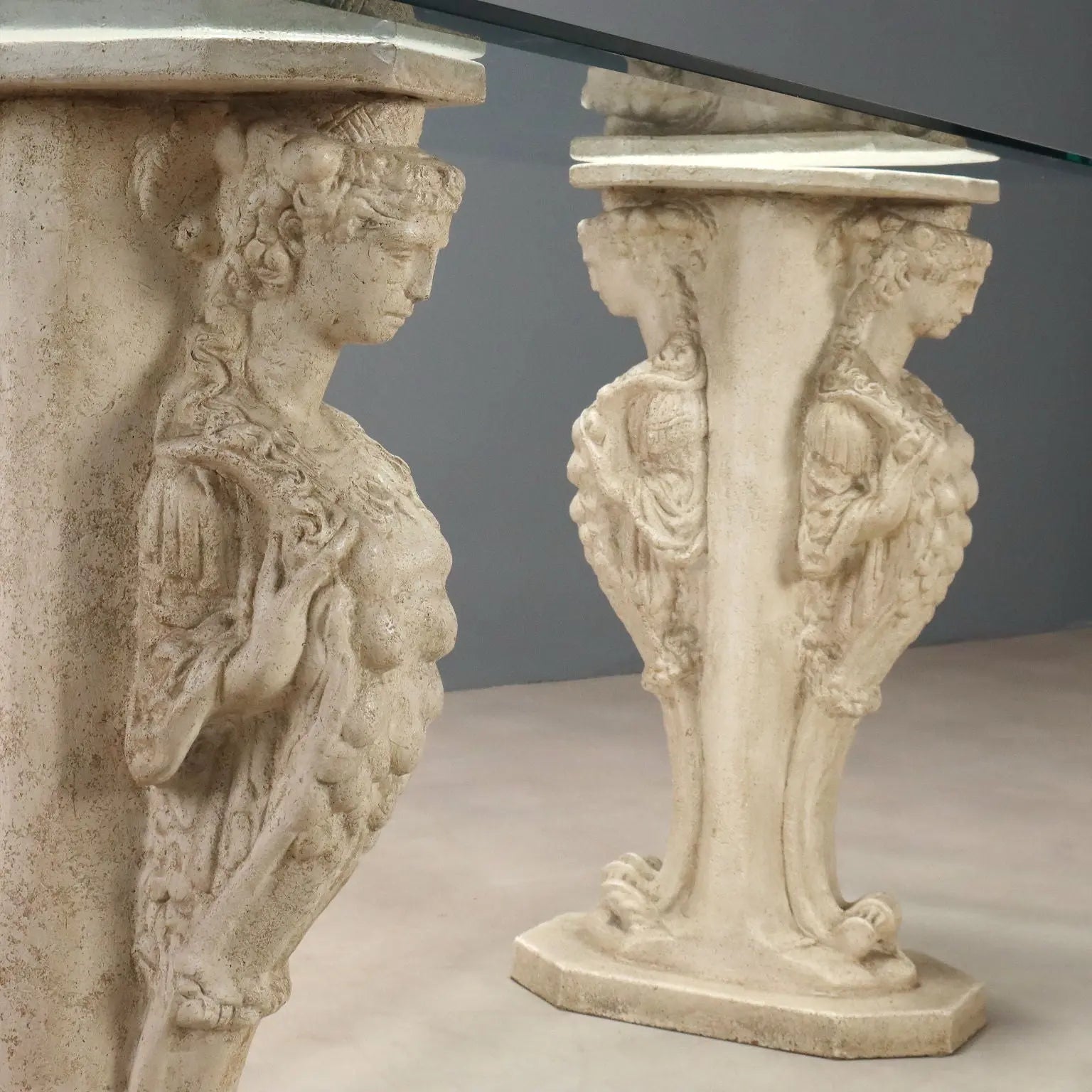 Antique Console Neoclassical Glass Plaster Italy XX Century