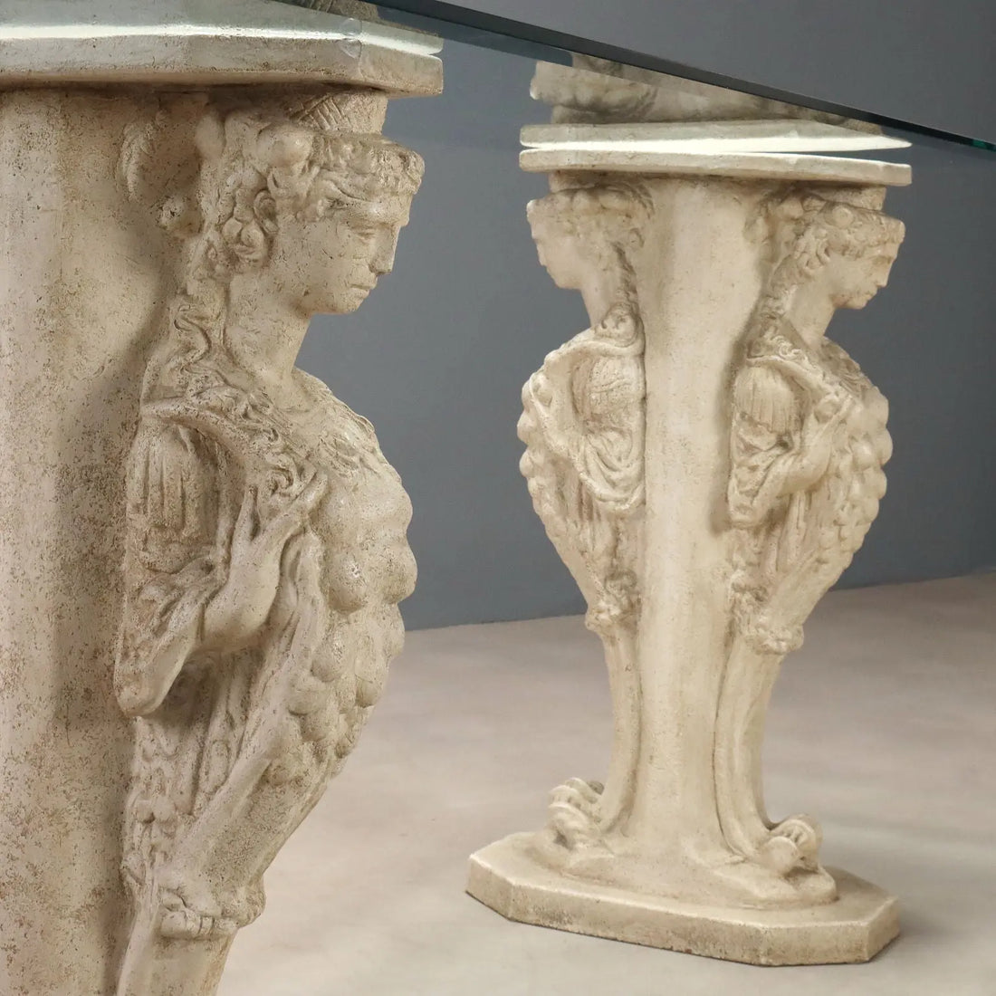 Antique Console Neoclassical Glass Plaster Italy XX Century