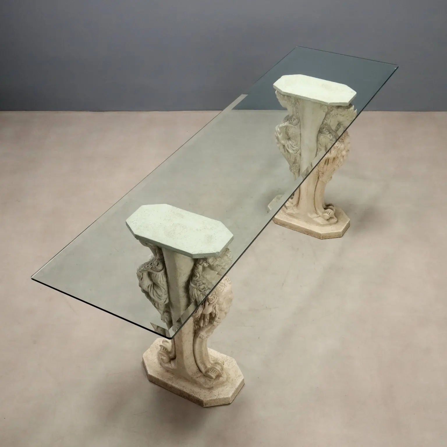 Antique Console Neoclassical Glass Plaster Italy XX Century