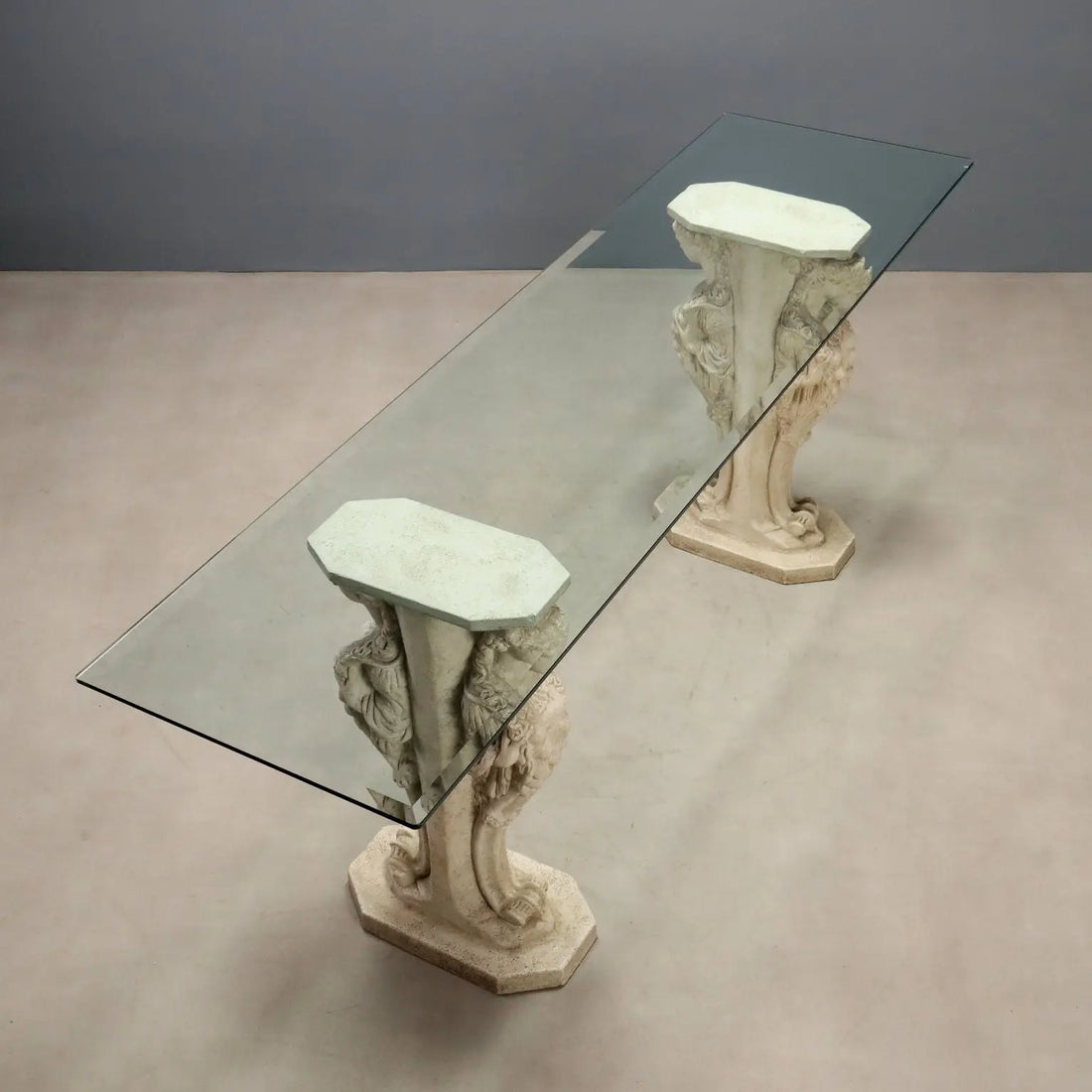 Antique Console Neoclassical Glass Plaster Italy XX Century