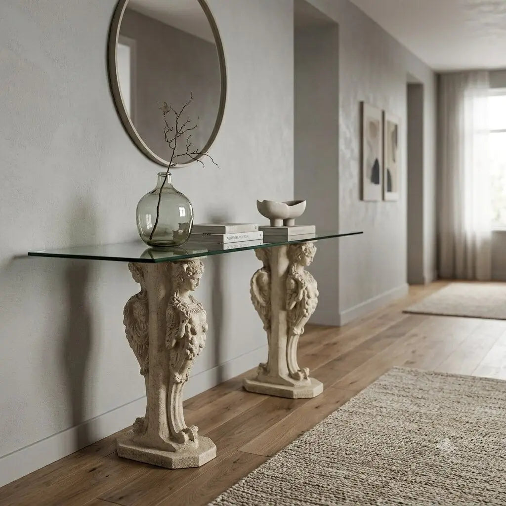 Antique Console Neoclassical Glass Plaster Italy XX Century