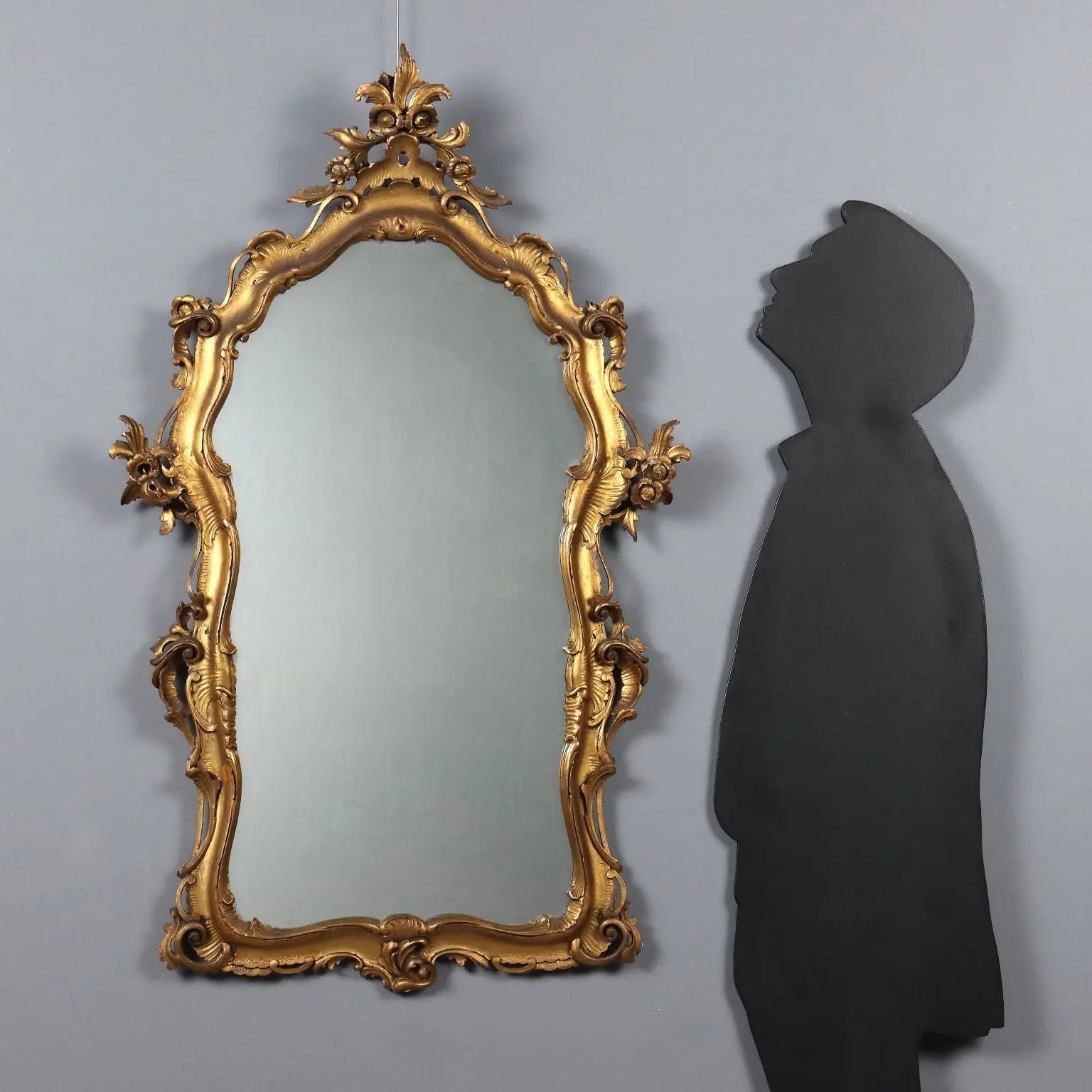 Antique Mirror Baroque Style Gilded Wood XX Century