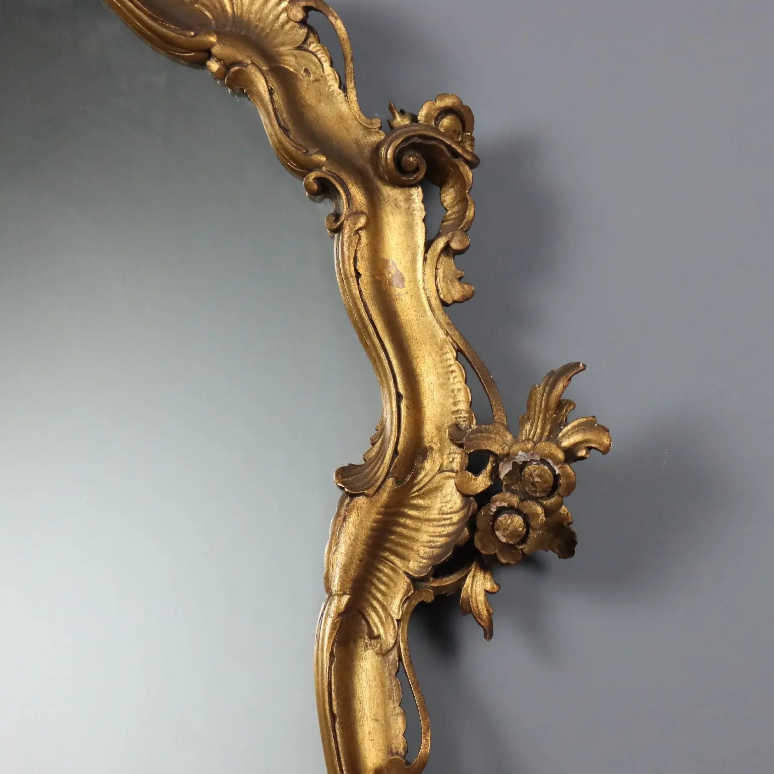 Antique Mirror Baroque Style Gilded Wood XX Century