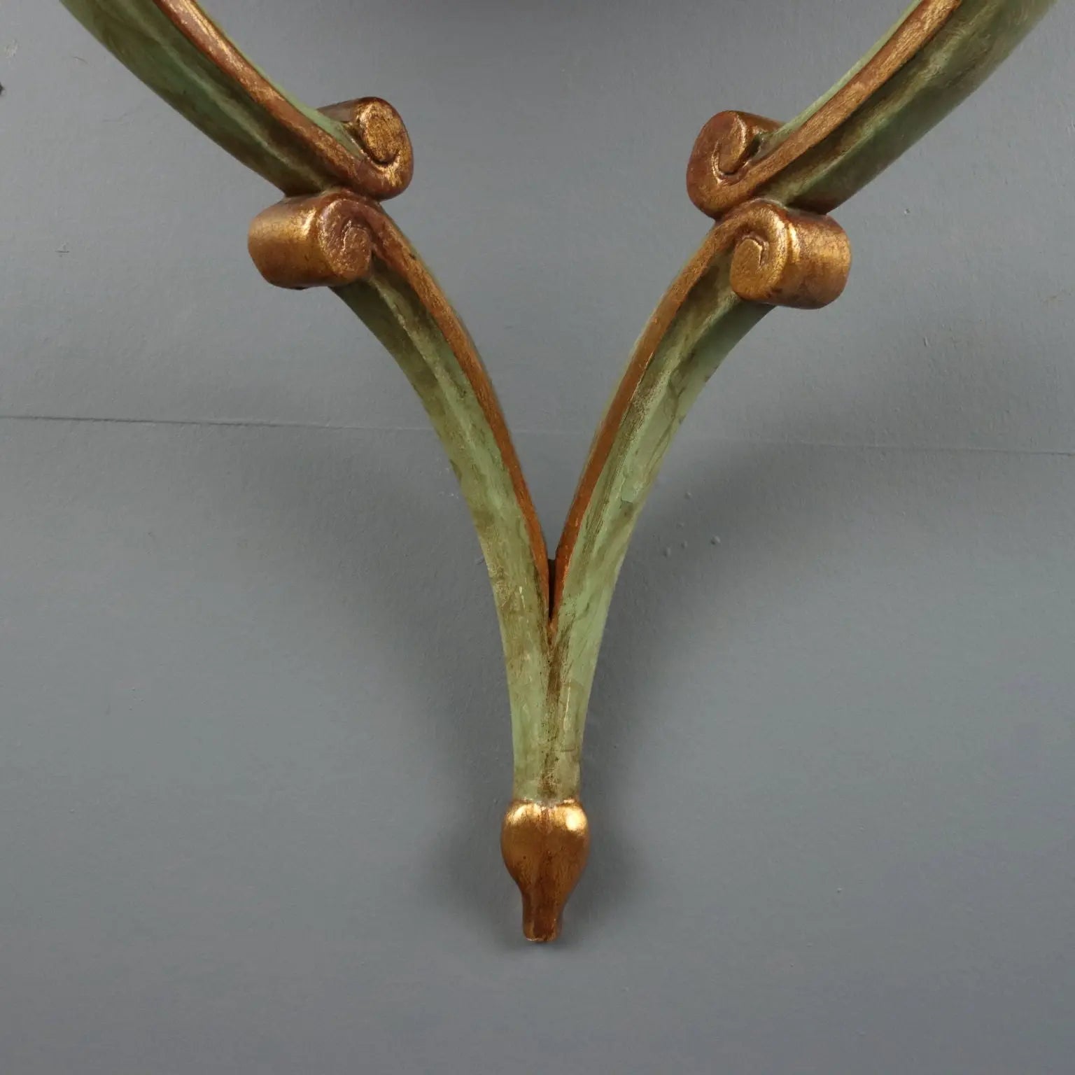 Antique Drop-Shaped Console Fir Fake Marble Italy XX Century