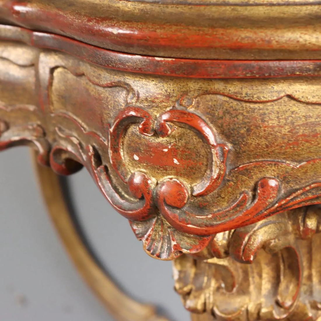 Pair of Drop-Shaped Gilded Wood Consoles - 20th Century