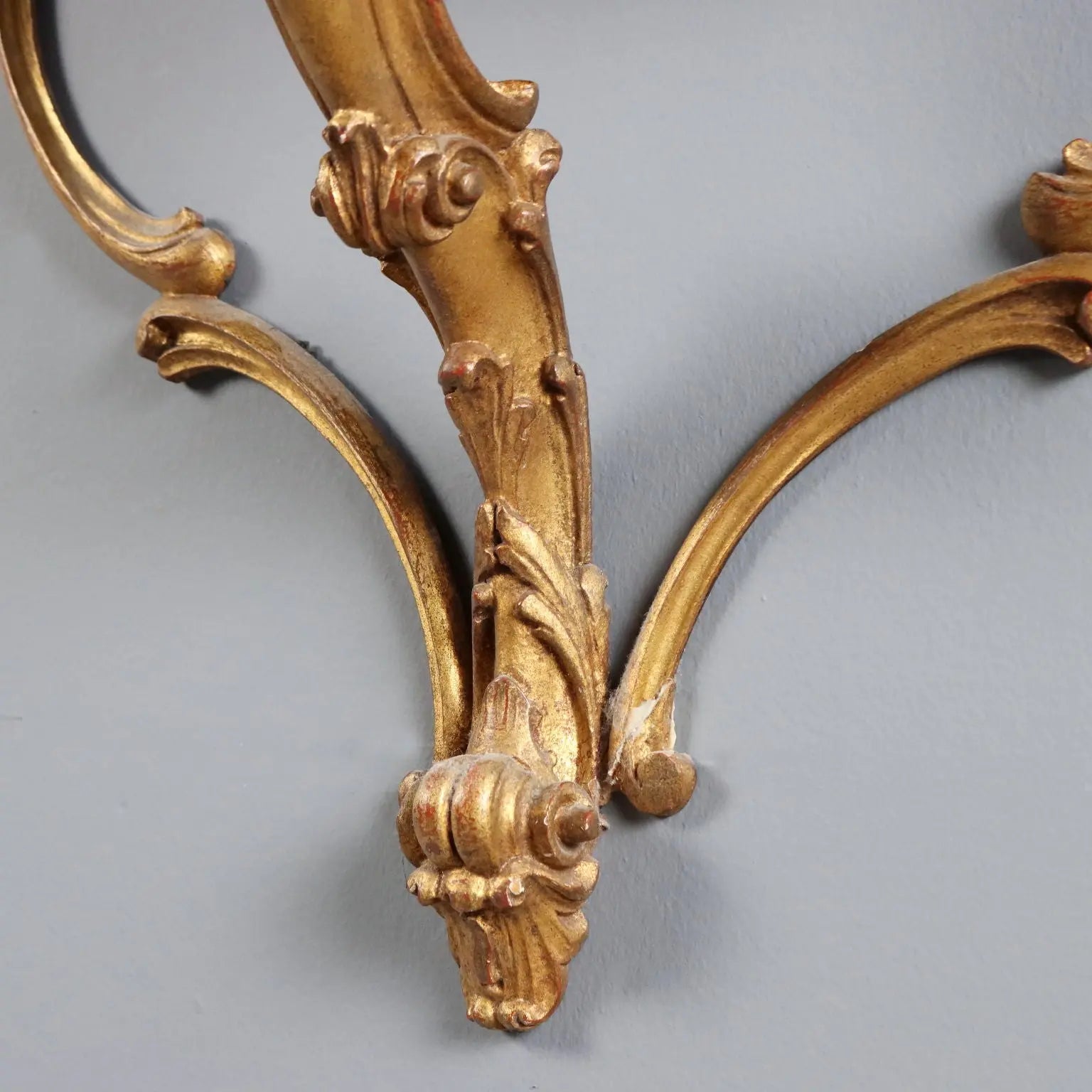 Pair of Drop-Shaped Gilded Wood Consoles - 20th Century