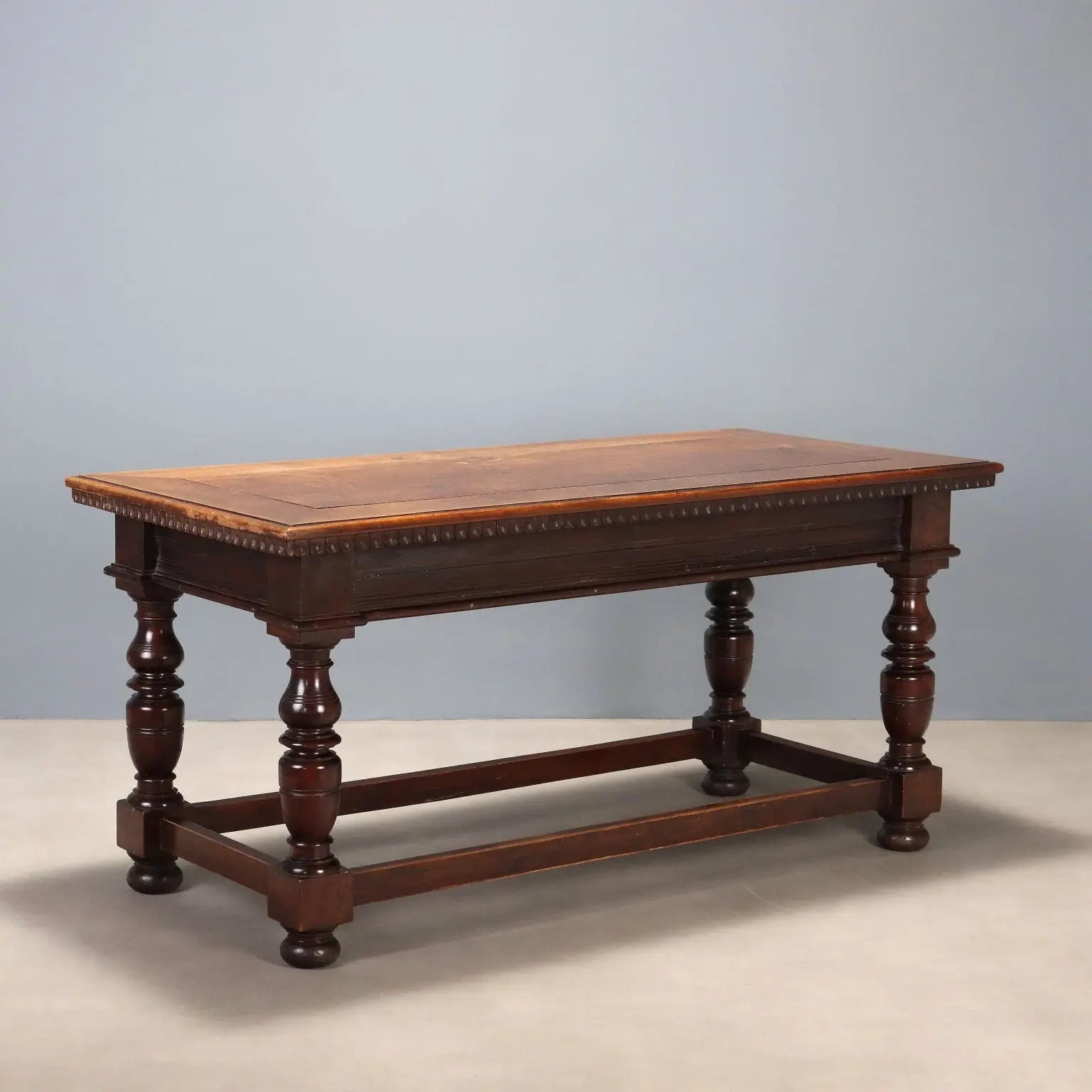 Antique Table Walnut Paneled Top Italy XIX Century