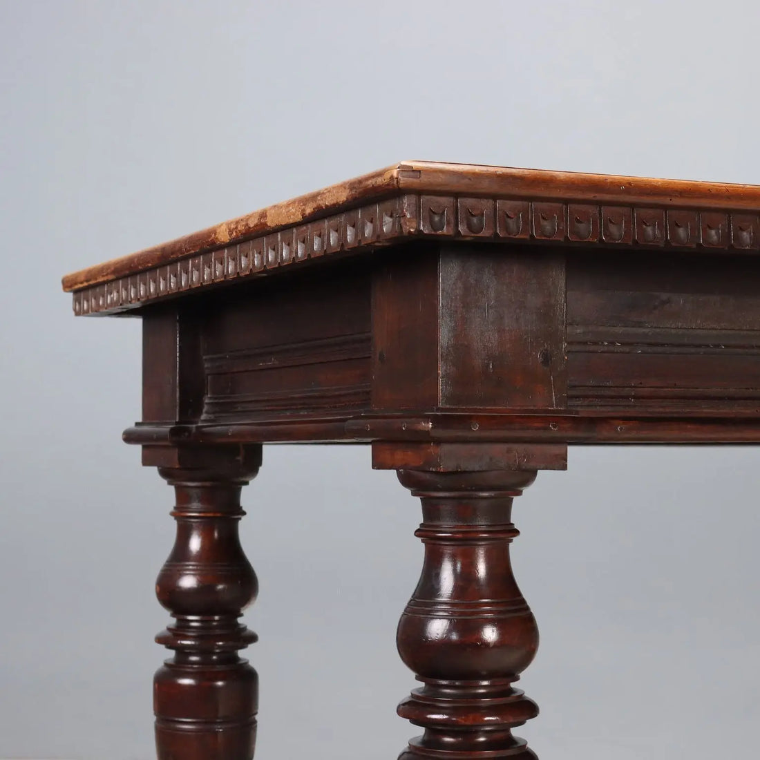 Antique Table Walnut Paneled Top Italy XIX Century
