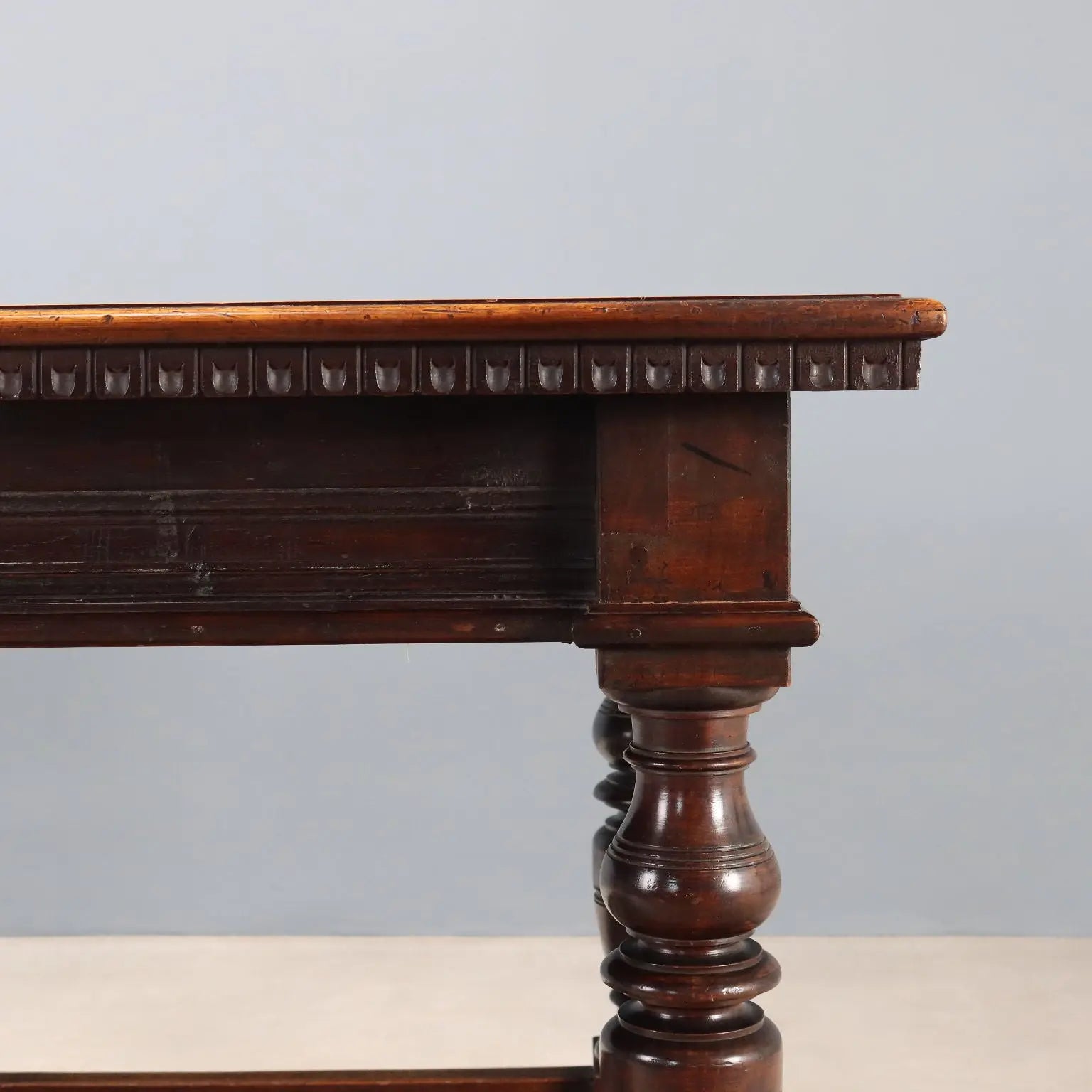 Antique Table Walnut Paneled Top Italy XIX Century