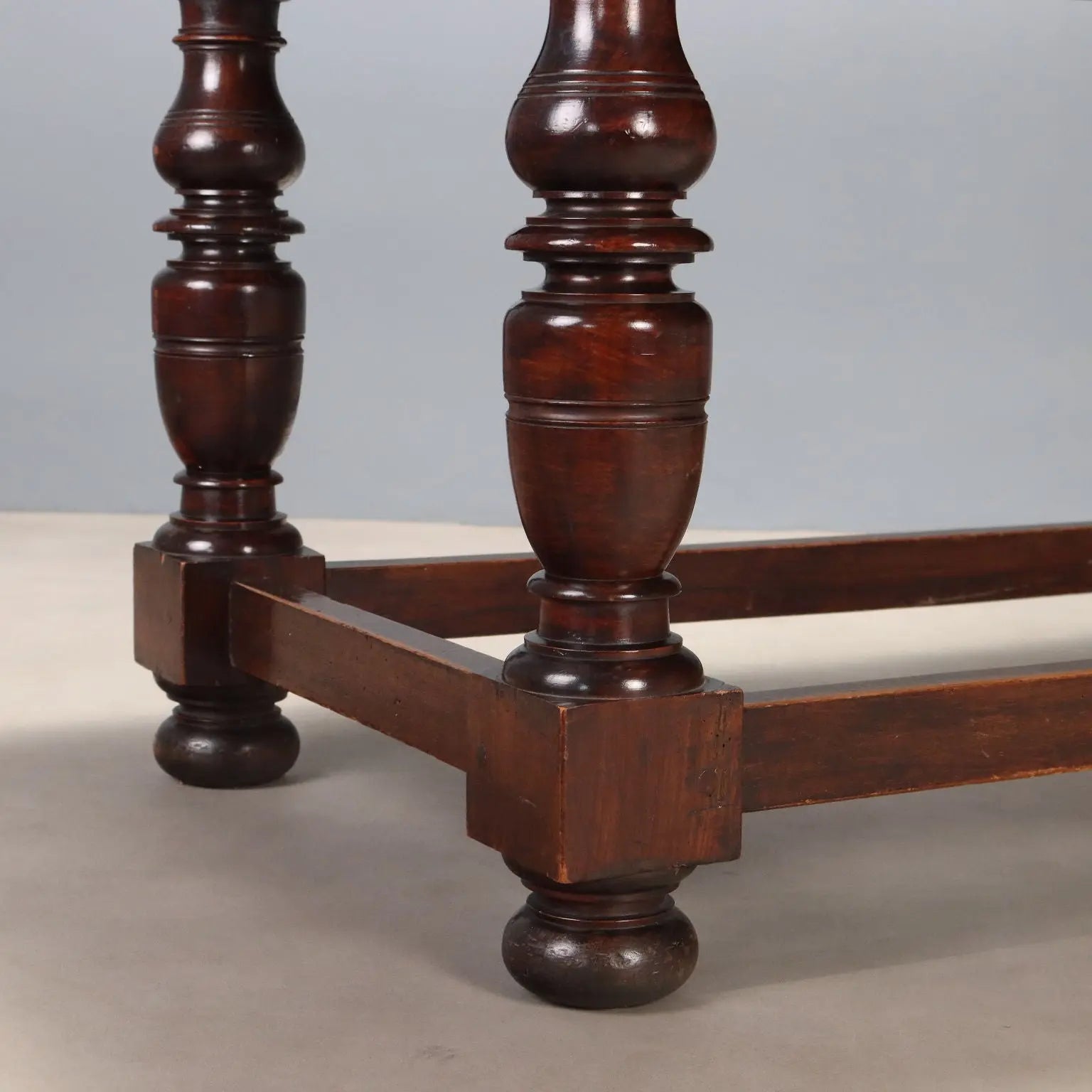 Antique Table Walnut Paneled Top Italy XIX Century
