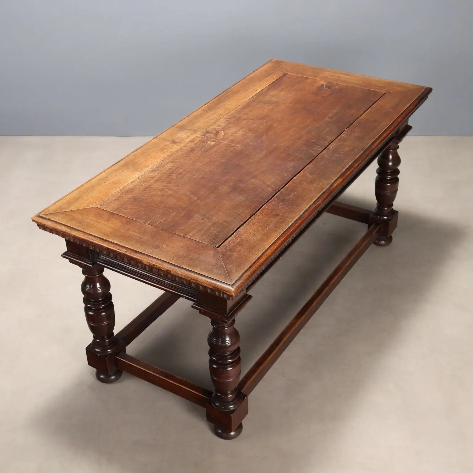 Antique Table Walnut Paneled Top Italy XIX Century