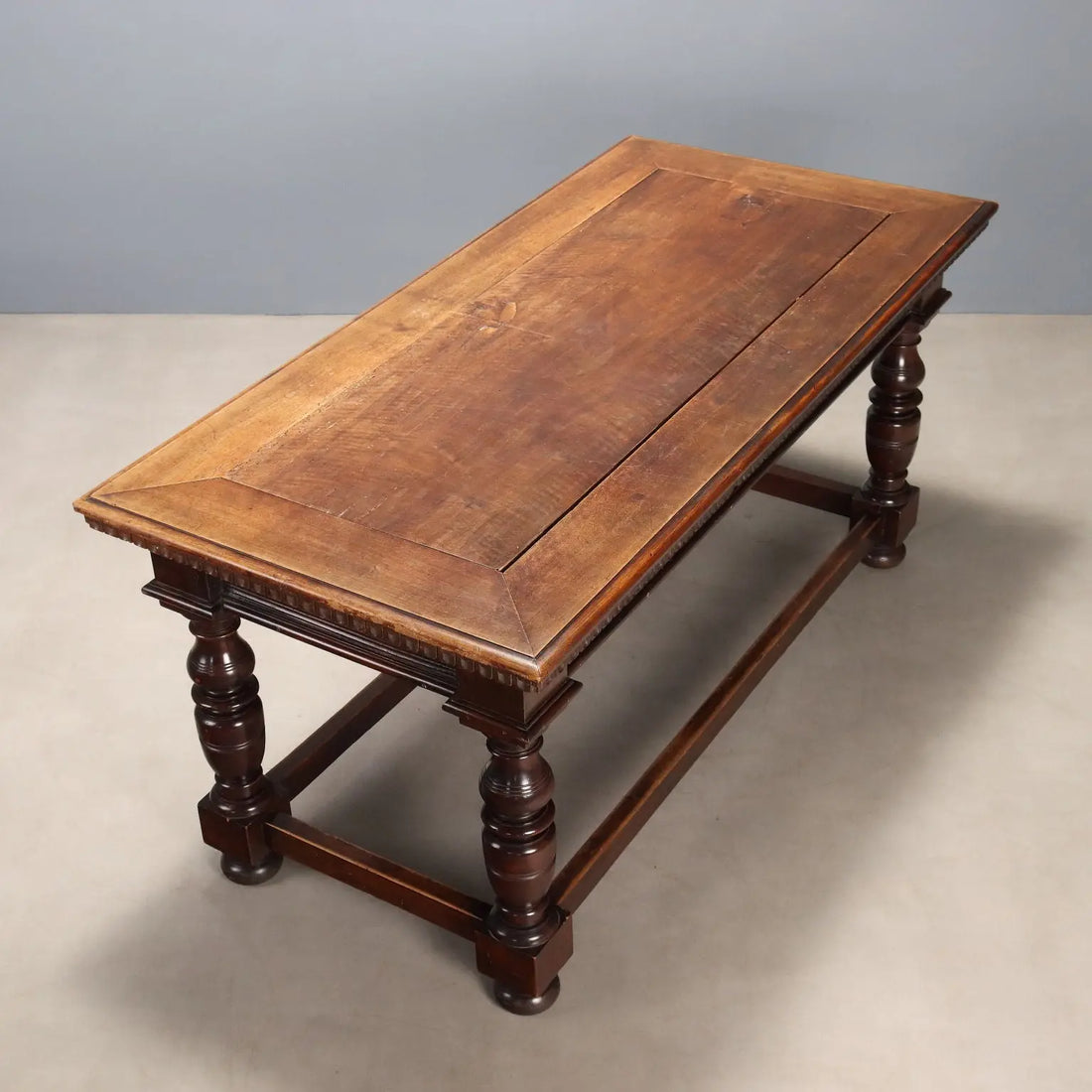 Antique Table Walnut Paneled Top Italy XIX Century