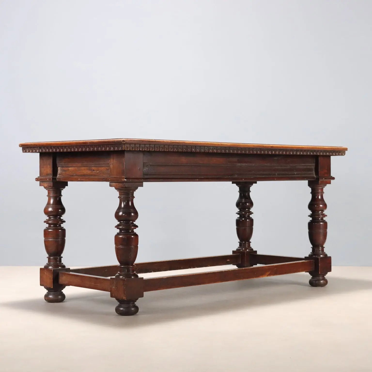 Antique Table Walnut Paneled Top Italy XIX Century