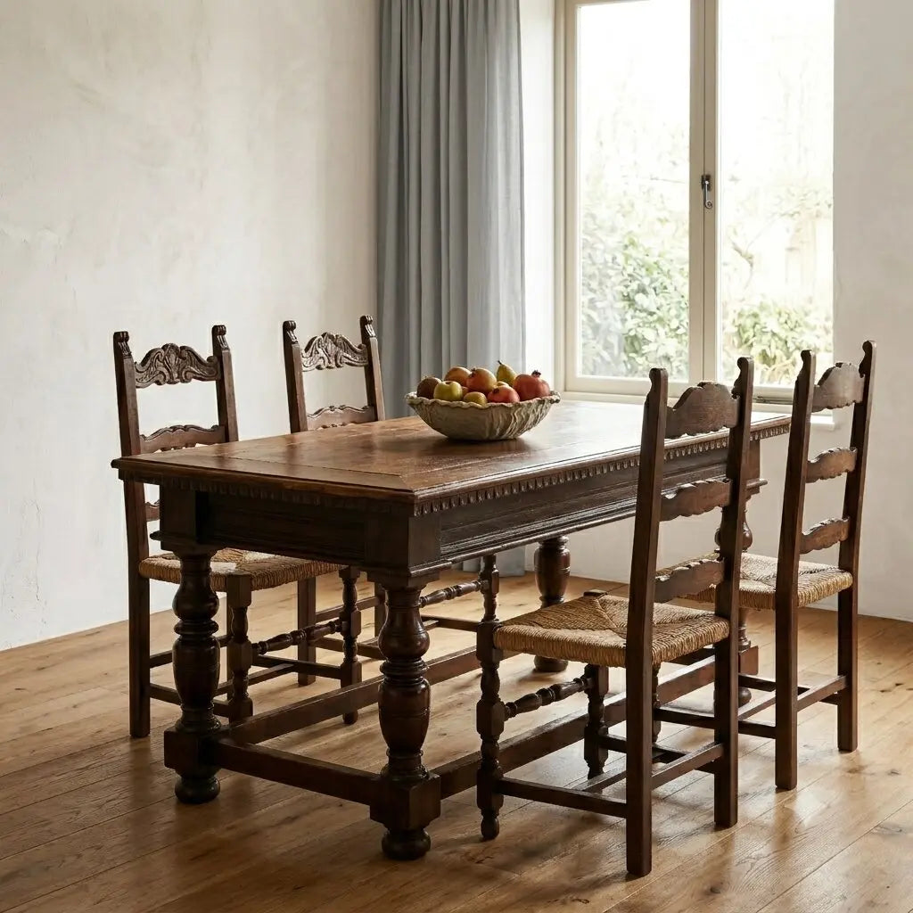 Antique Table Walnut Paneled Top Italy XIX Century