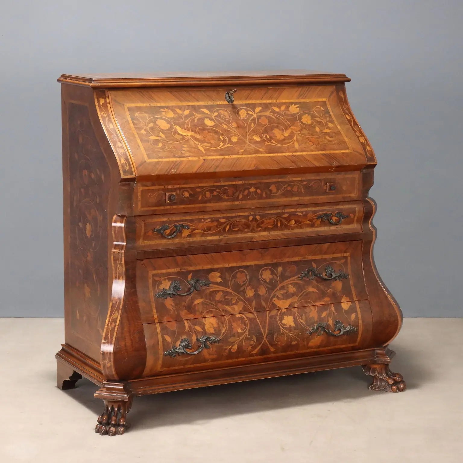 Dutch Style Bureau with Floral Inlays