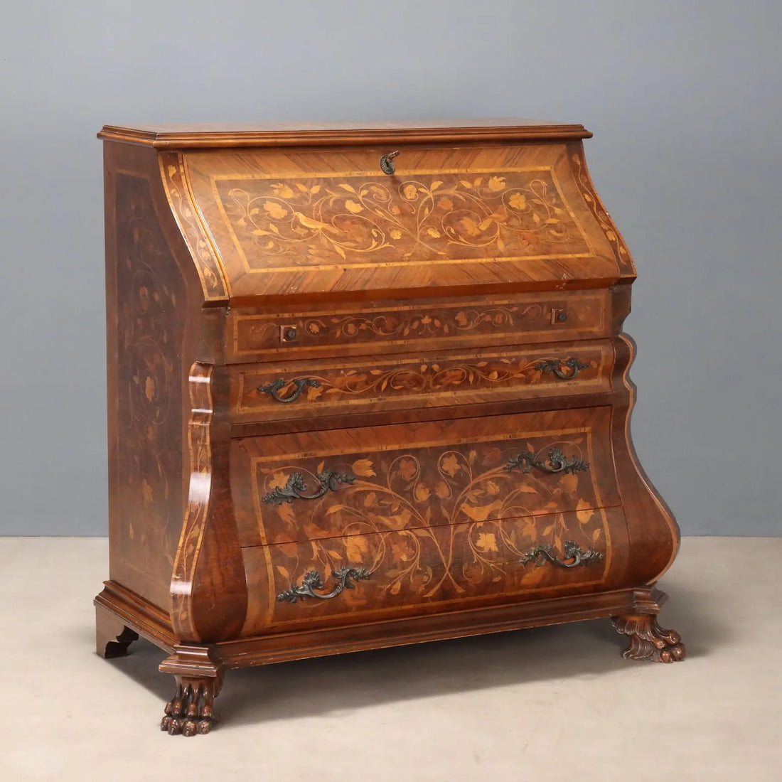 Dutch Style Bureau with Floral Inlays
