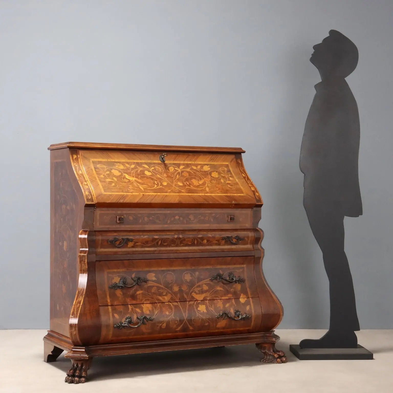 Dutch Style Bureau with Floral Inlays