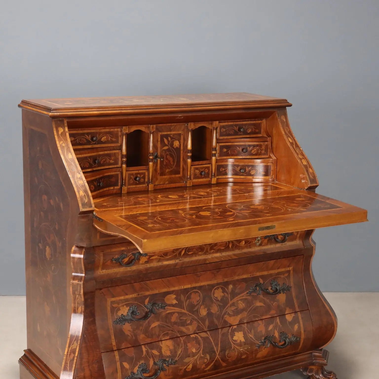 Dutch Style Bureau with Floral Inlays