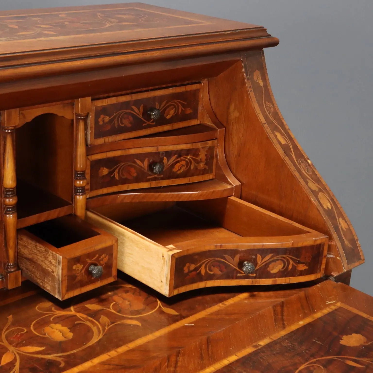 Dutch Style Bureau with Floral Inlays