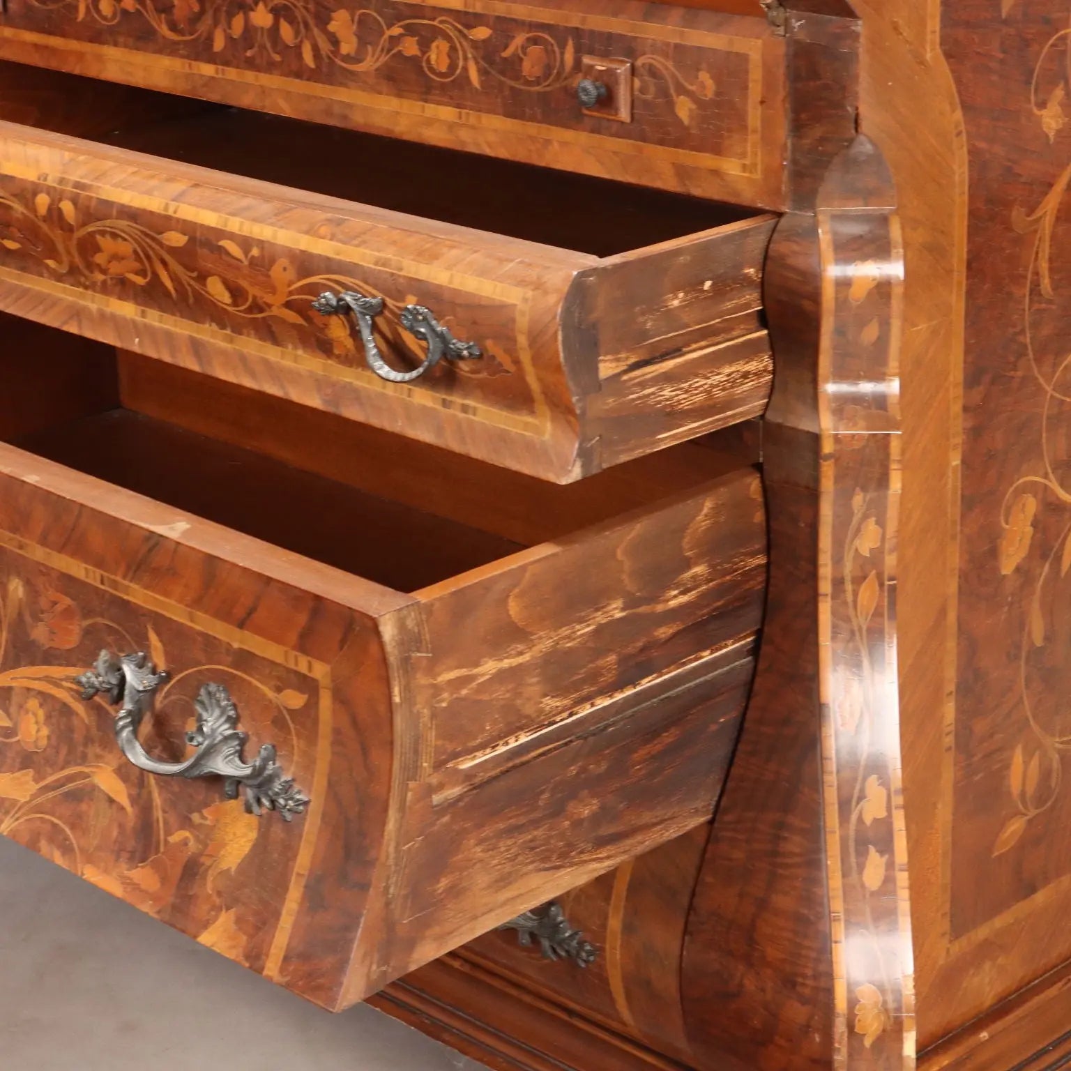 Dutch Style Bureau with Floral Inlays