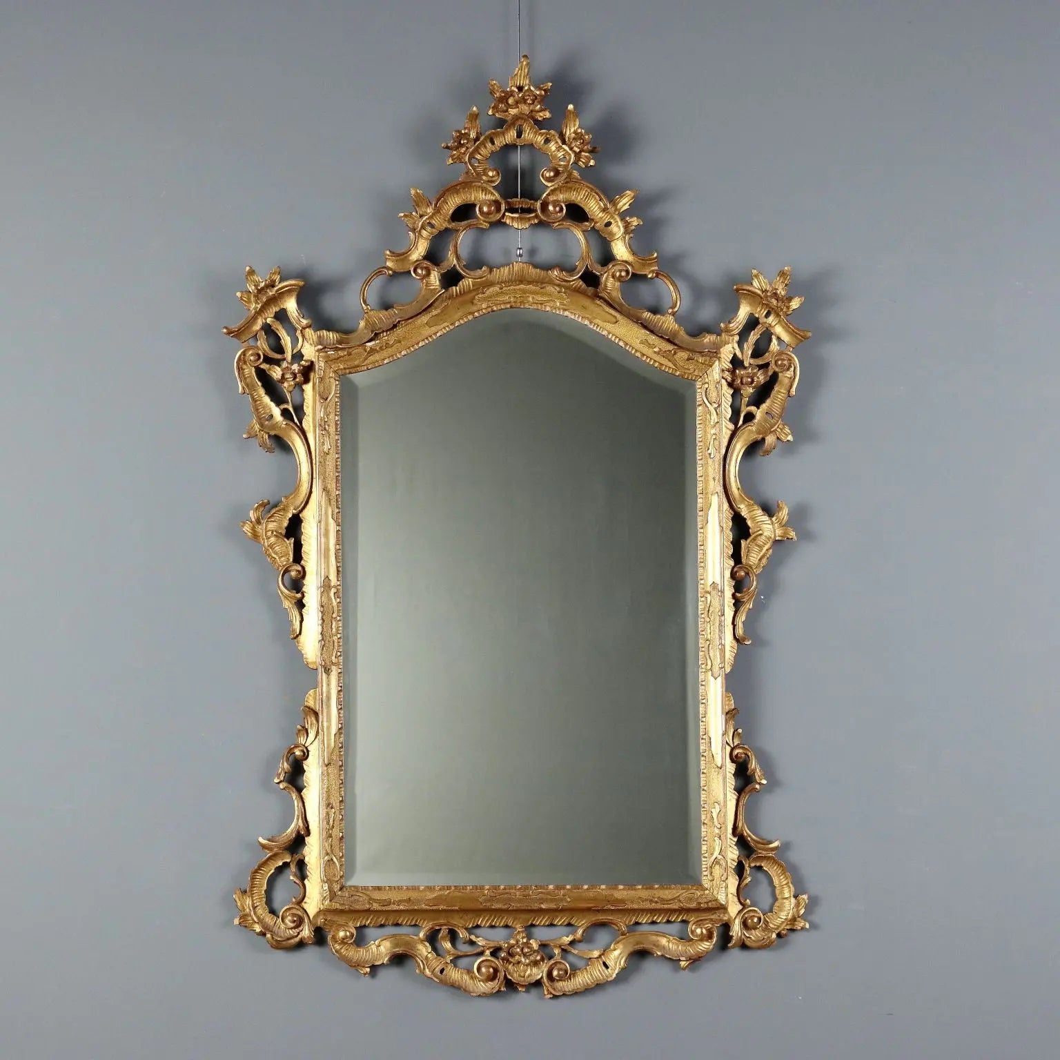 Antique Baroque Mirror Carved Gilded Wood Italy XX Century