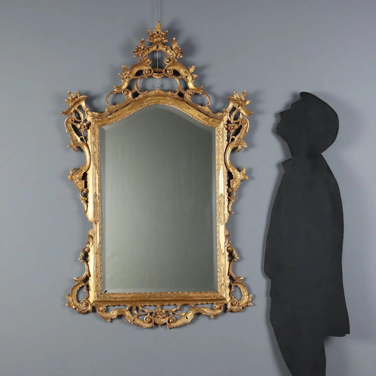 Antique Baroque Mirror Carved Gilded Wood Italy XX Century