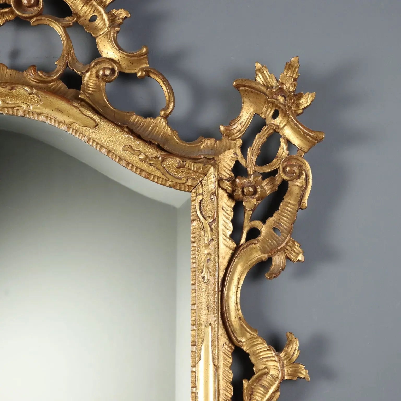 Antique Baroque Mirror Carved Gilded Wood Italy XX Century