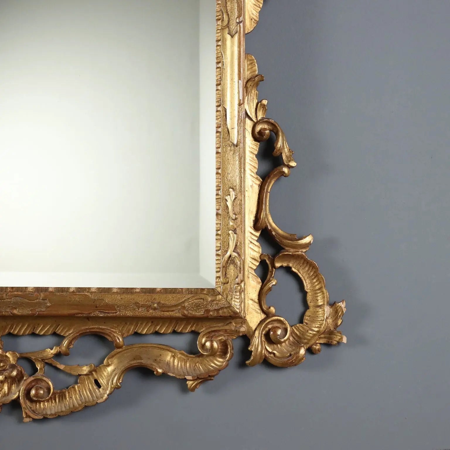 Antique Baroque Mirror Carved Gilded Wood Italy XX Century