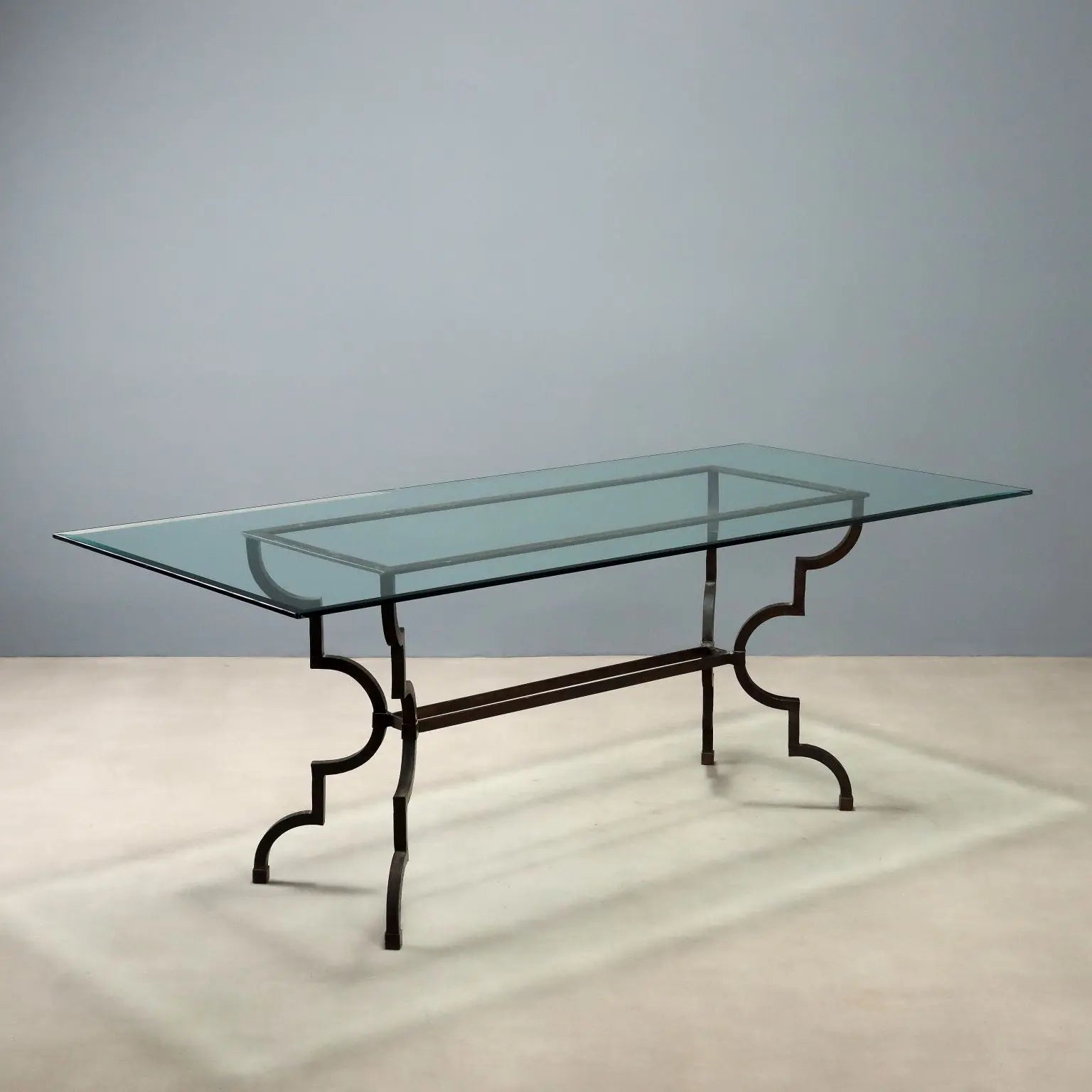 Antique Table Glass Wrought Iron Italy XX Century