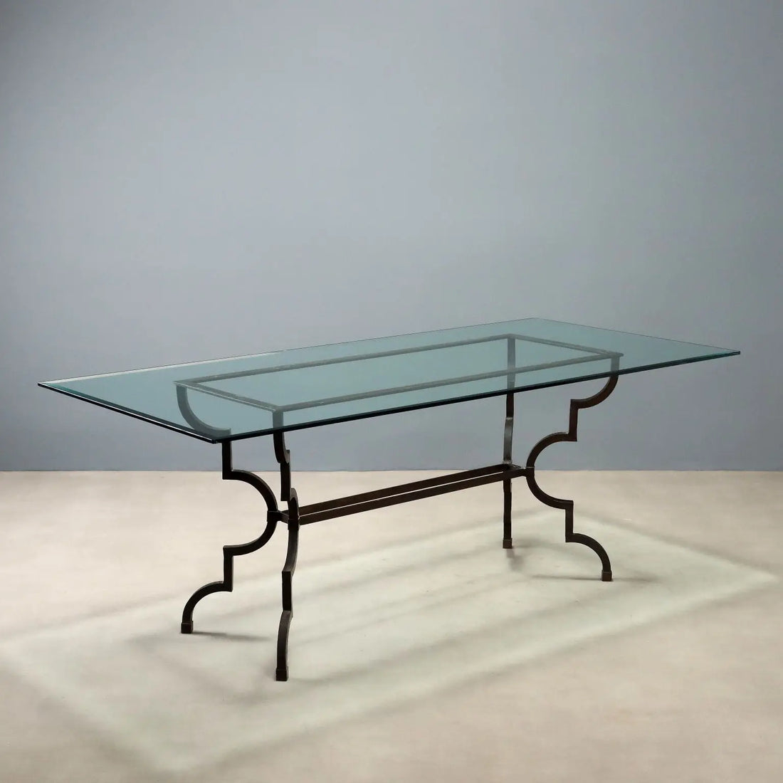 Antique Table Glass Wrought Iron Italy XX Century