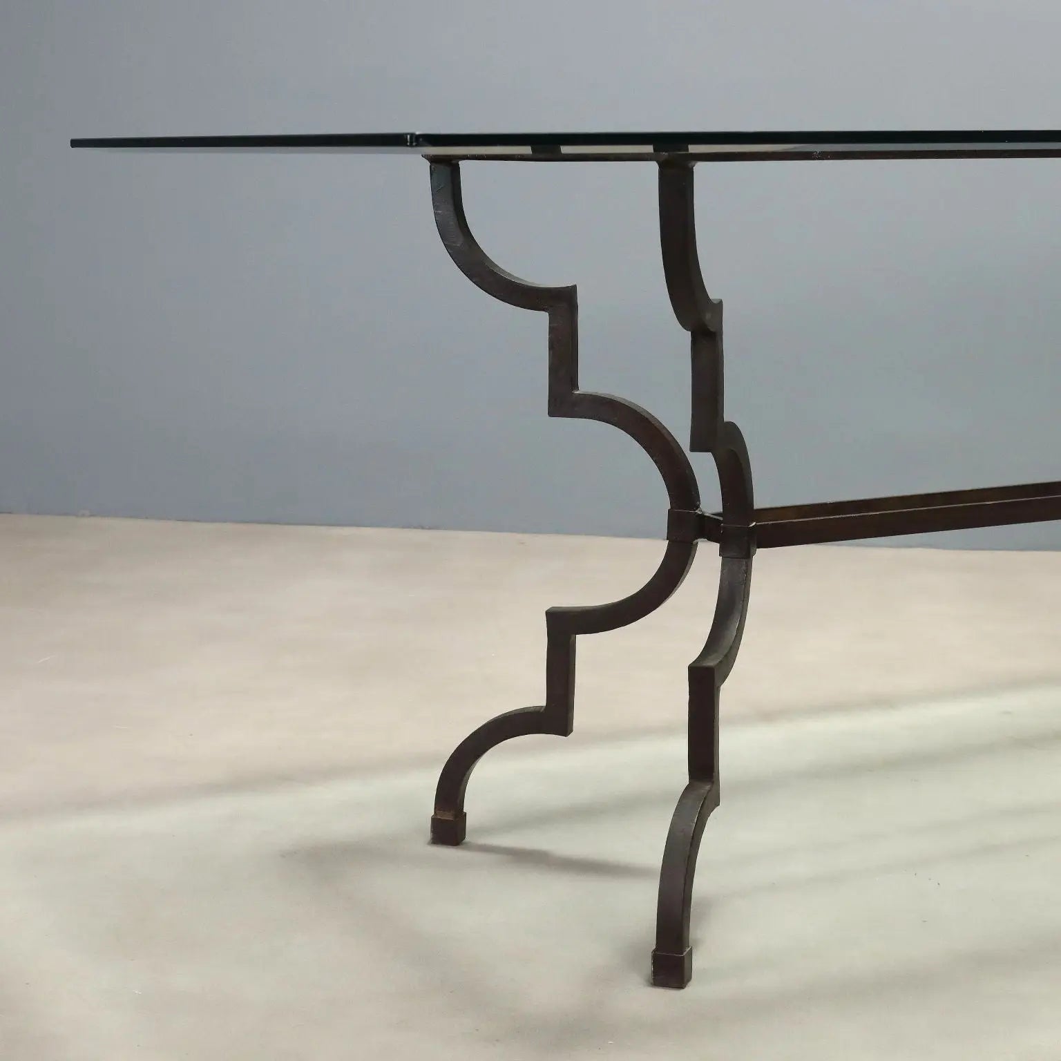 Antique Table Glass Wrought Iron Italy XX Century