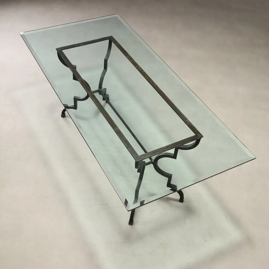 Antique Table Glass Wrought Iron Italy XX Century