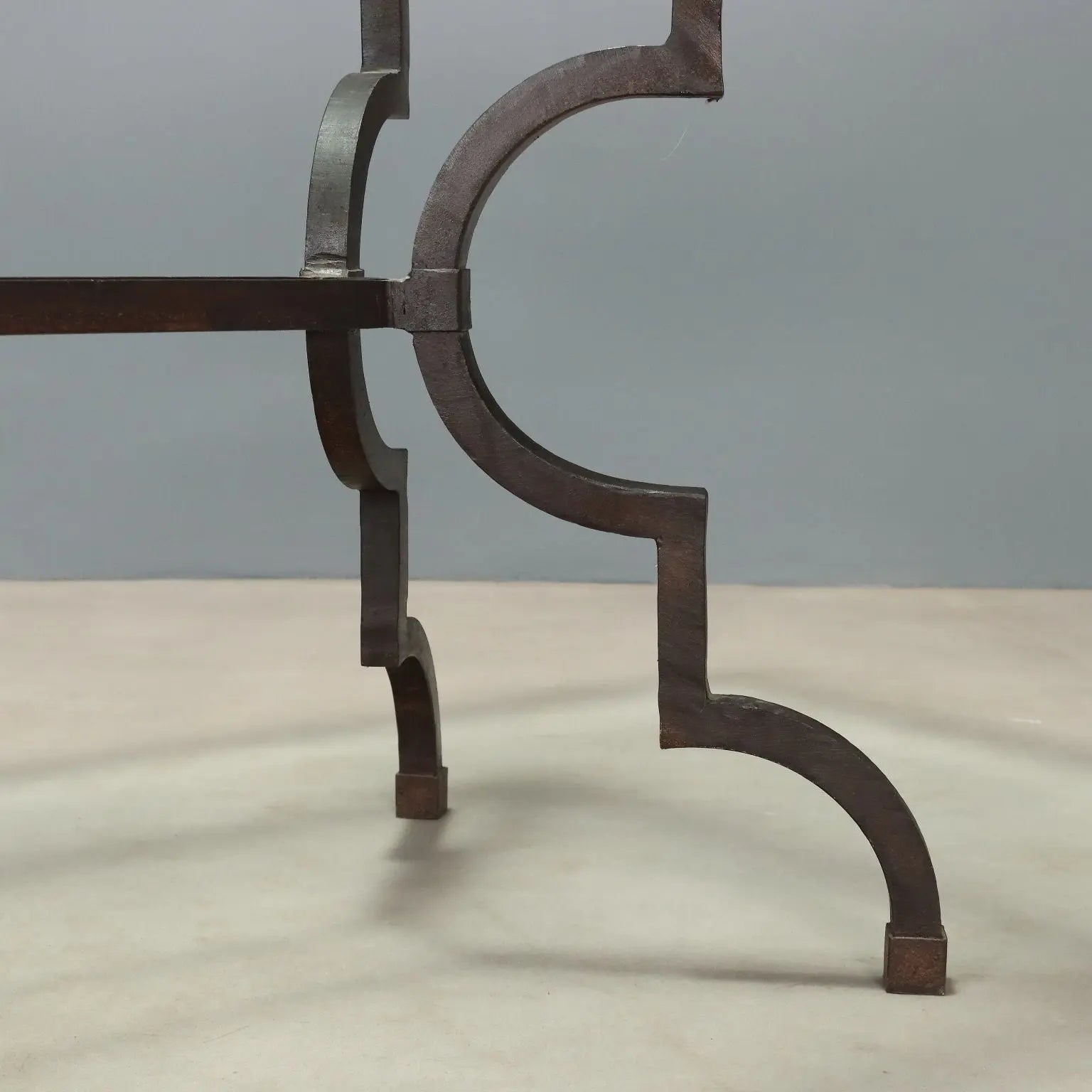 Antique Table Glass Wrought Iron Italy XX Century