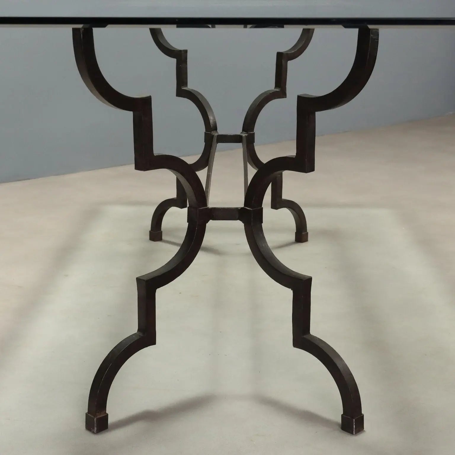 Antique Table Glass Wrought Iron Italy XX Century