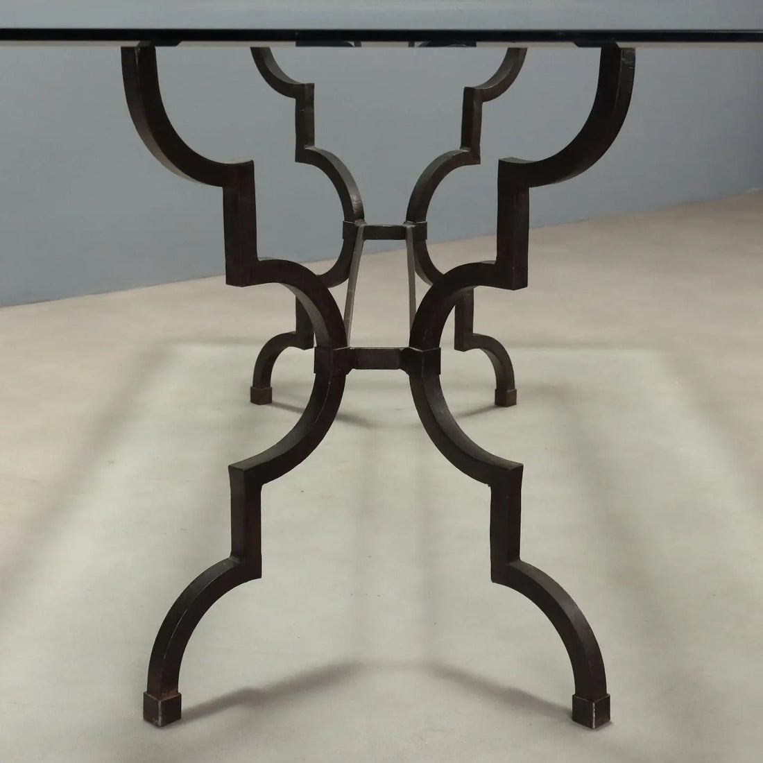 Antique Table Glass Wrought Iron Italy XX Century