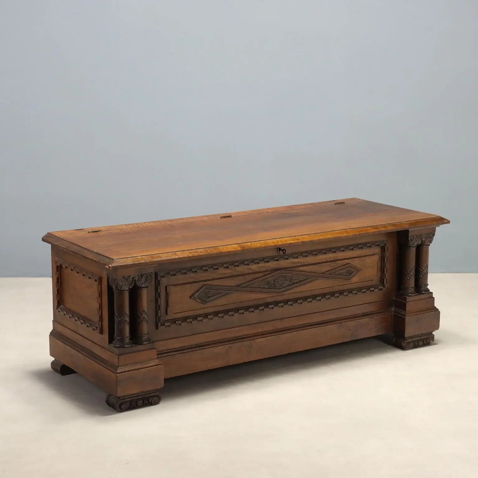 Carved Walnut Chest - Italy 1950s