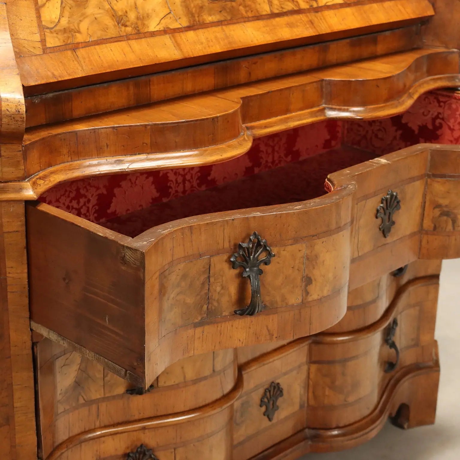 Antique Trumeau Walnut Walnut Burl Glass Bronze XX Century