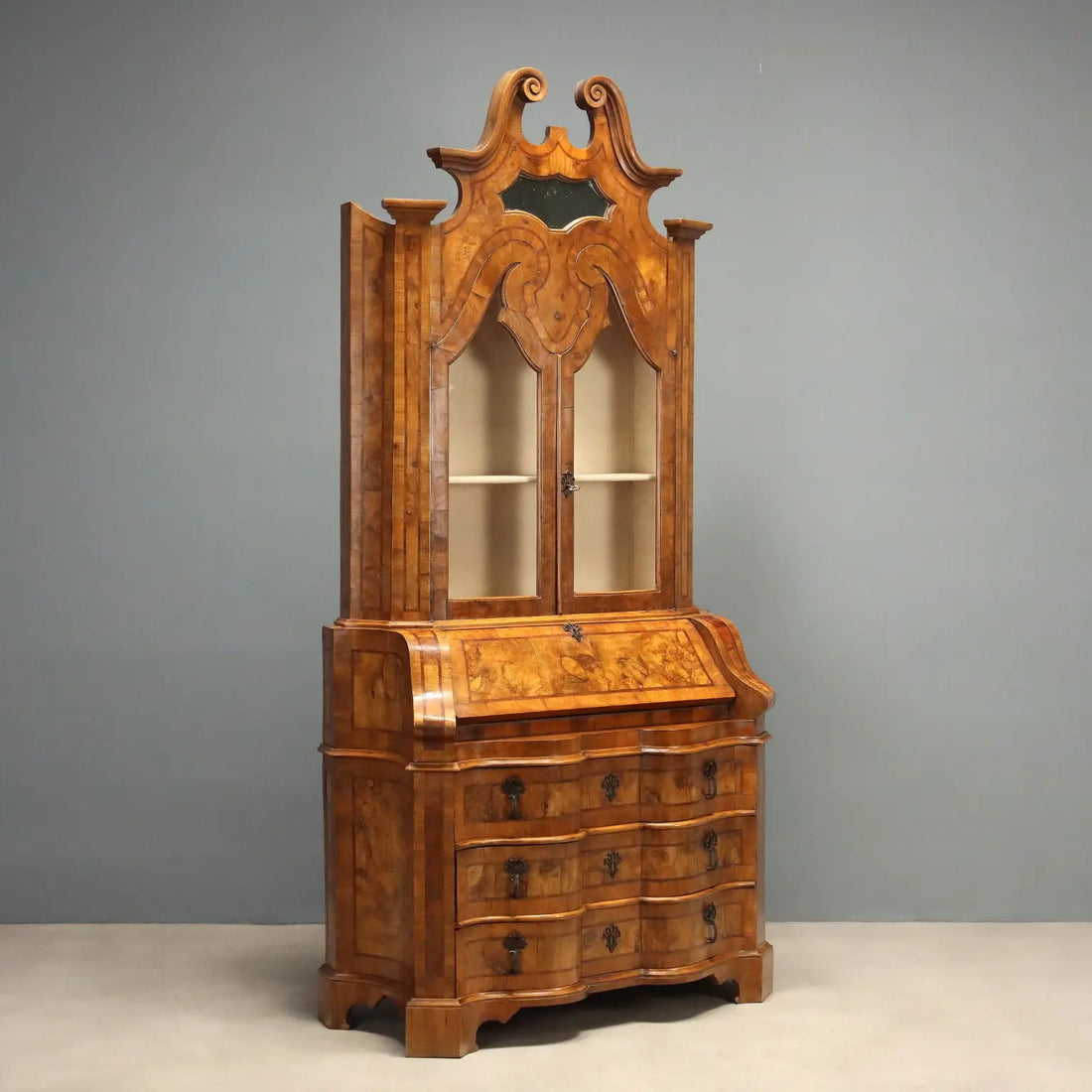 Antique Trumeau Walnut Walnut Burl Glass Bronze XX Century